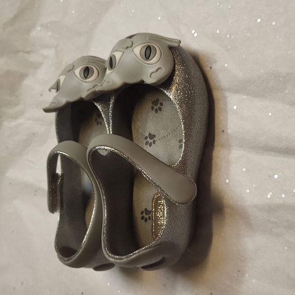 Mini Melissa Gray Glitter Cat Mary Jane shoes - Picture 5 of 10